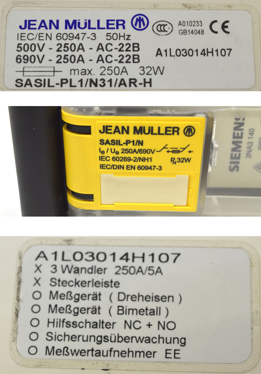 Jean Muller Sasil Pl1 N31 Ar H 50 Hz Disconnect Switch Jean Muller Sasil Pl1 N31 Ar H 50 Hz Disconnect Switch