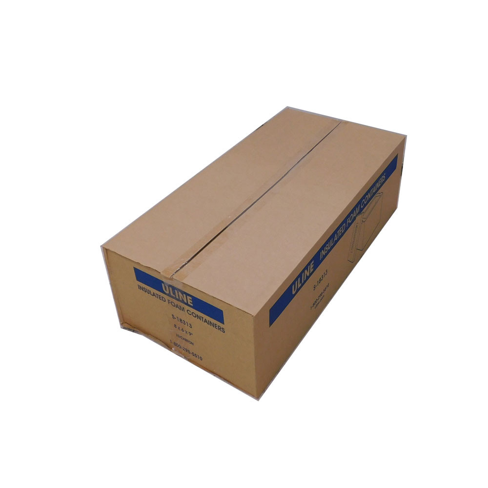 Uline S18313 Insulated Foam Containers 8" x 6" x 9" Polystyrene (10)