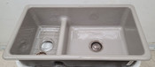 Kohler Kitchen Sink, Double, Fire Baked Clay Over Cast Iron, Cashmere Color