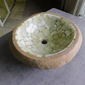 NEW Stone Onyx Mosaic Round Bowl Bathroom Sink 17" Diameter / 6" High