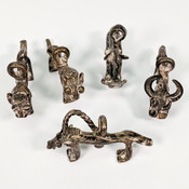 Antique African Cast Brass Akan Ashanti Goldweight Animal Figures/Pendants (5)