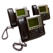 Cisco CP-7942G IP Business Conference Phones w/Stands & Handsets (3)