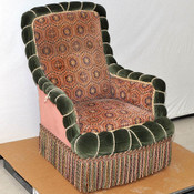 Vintage French Emperor Napoleon III Bergere Chair Pink Velvet Turkish Upholstery