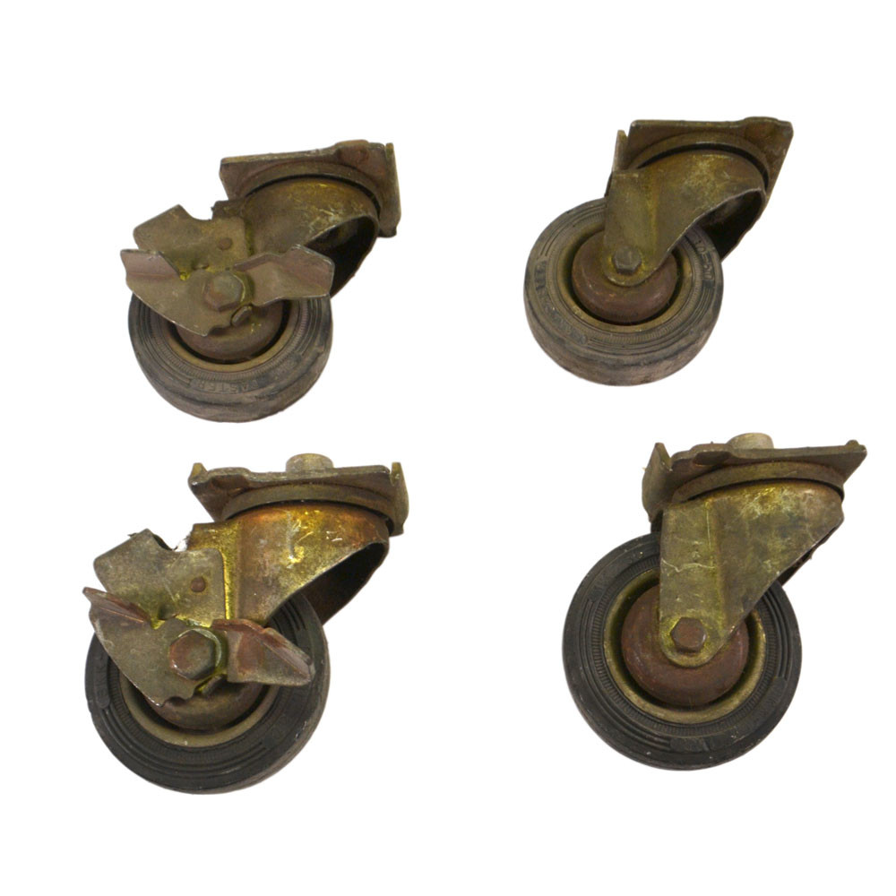 SKK Industrial Brass Colored Locking Swivel 4 Rolling Caster Wheel (4)