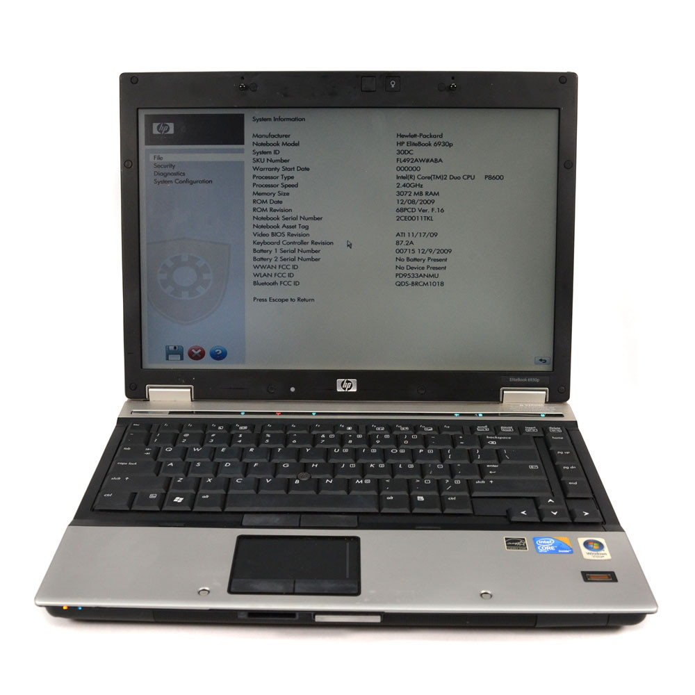HP EliteBook 6930p Core 2 Duo P8600 @ 2.40GHz 3GB RAM 14" Laptop w/ AC