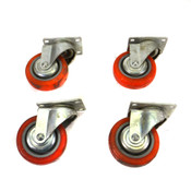 Proci Steel Red Wheel Swivel 4" Rolling Caster Wheels (4)