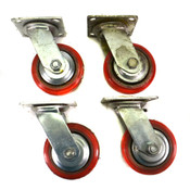 Steel Industrial Red Swivel 4" Heavy-Duty Rolling Caster Wheels (4)