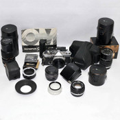 Olympus OM-2 35mm Film Camera with 50mm 135mm 75-15-mm Lenses, Winder, AS-IS