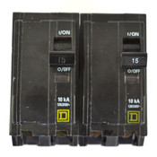 Square D QO215 15A 2P 120/240VAC 10kA Plug-In Mini Circuit Breaker (2)
