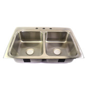 Elkay LRAD3322553 Lustertone Stainless Steel 3-Hole Equal Double Bowl Sink
