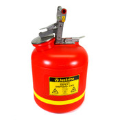 Justrite 14765 5-Gallon Red Polyethylene Safety Can for Liquid Disposal