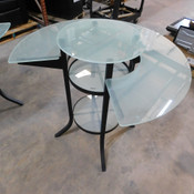 Round Glass Bar Table 2-Tier Frosted Tempered Glass 43.5" Diameter