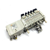 SMC EX250-SEN1 Serial Interface Unit w/(8)VQ1201NY-5 & (4)VVQ1000-P-1-C6 Valves