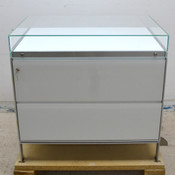 Serafini 2-Drawer Storage Cabinet w/ Top Glass Display Drawer 39.5x26.75x38"