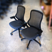 Knoll ReGeneration Office Chair w/ Adjustable Arms & Fabric Seat Onyx (2)