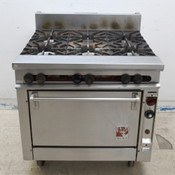 Wolf 36" 6-Burner Stainless Steel Commercial Gas Range Oven w/ Casters