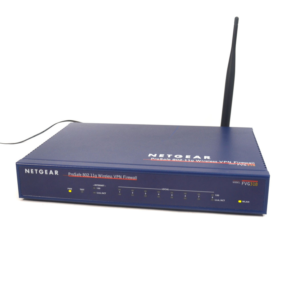 NetGear Router FVG318 ProSafe 802.11g Wireless VPN Firewall 8 Ports No Pwr  Adptr
