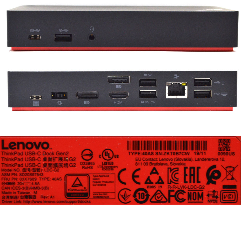 Lenovo LDC-G2 ThinkPad USB-C Dock Gen2 w/ Power Supply