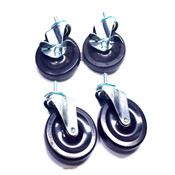 Swivel Base 4"D x 1"W Black Polyurethane Caster Wheels w/0.35" Shaft (4)