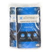 NEW 2-Pack Allerease Zippered Pillow Allergy Protector Standard/Queen Size