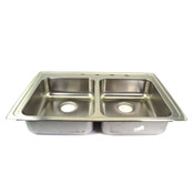 Elkay Lustertone Classic SS 33" x 21-1/4" x 6" 4-Hole Equal-Double Drop-in Sink