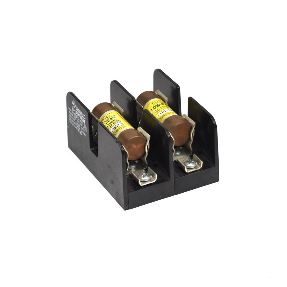 Gould Shawmut 60312J 2 Pole Fuse Holder w/(2) Cooper Bussmann LPJ15SP