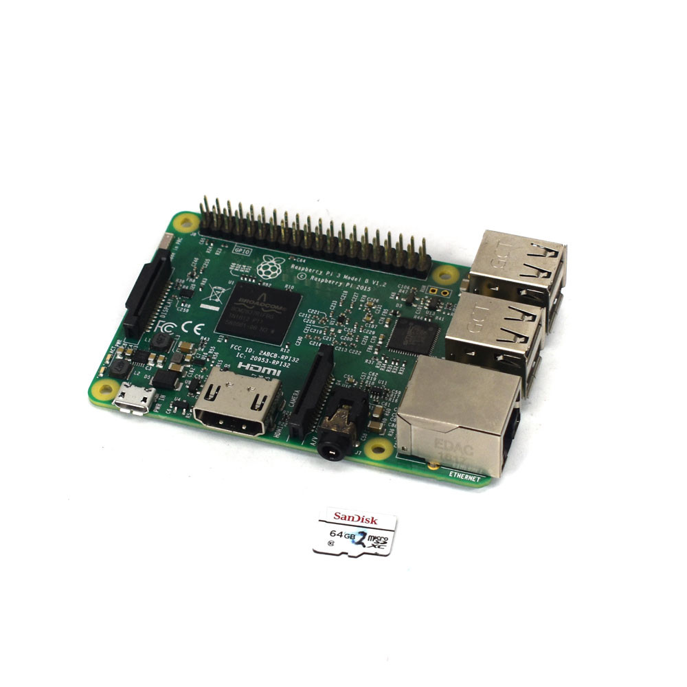 Raspberry Pi 3 Model B v1.2 w/ Full Size HDMI, 4x USB 2.0, & 64GB Micro SD  Card