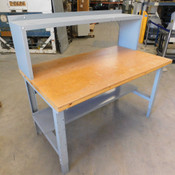 Lyon Modular Workbench Height Adjustable Wood Top Steel Shelf 60" x 34"