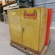 Justrite Flammable Liquid Storage Cabinet Yellow 2-Shelf 43" x 18" x 45"