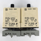 Square D JCK-13V14 Time Delay Relay Class 9050 w/ 35144 Relay Socket/Base (2)