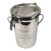 Temco AG0047 10 Liter 2.5 Gallon Stainless Steel Milk Can Jug Pail Tote w/ Lid