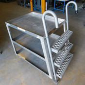 Stainless Steel Stock Picking Truck 3-Shelf Mobile Step Ladder Cart