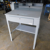 Uline H-1799 Slanted Steel Shop Desk w/ Drawer & Adjustable Height Legs