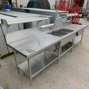 Stainless Steel Commercial 2 Basin Prep Sink Utility Sink w/ Shelves