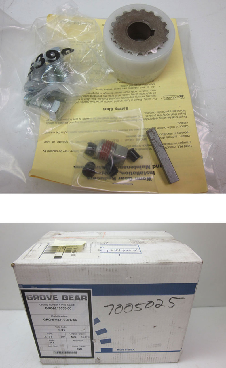 NEW Grove Gear Iron Man Worm Gear Box Speed Reducer 56 7.5:1 2.79-Hp  692-In-Lbs