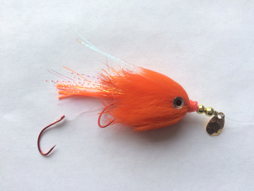 Kokanee Trolling Fly - Hot Orange - Rigged - RaethCo Supply
