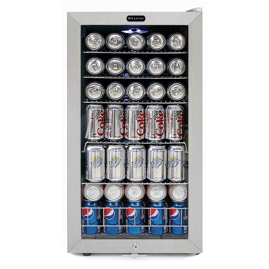 Whynter 62-Can Beverage Refrigerator With Lock Silver BR-062WS