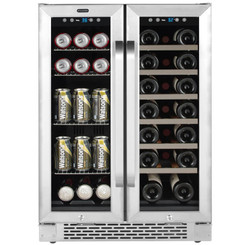 BWB-2060FDS | *ALASKA* Whynter BWB-2060FDS 24″ Built-In French Door Dual Zone 20 Bottle Wine Refrigerator 60 Can Beverage Center