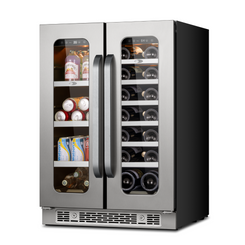 Whynter BSR-6020FDS 24″ Built-In French-door Dual Zone Seamless Stainless Steel 76 Can 20 Bottle Beverage/Wine Refrigerator