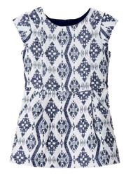 Osh Kosh Infant & Toddler Girls Ivory & Blue Glitter Party Dress Holiday