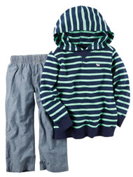Carters Infant & Toddler Boys 2-Piece Striped Hoodie & Chambray Pants Set