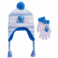 Disney Finding Dory Girls Purple Nemo Fish Trapper Hat & Gloves Cold Weather Set