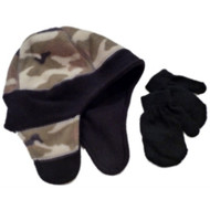 Faded Glory Infant Toddler Boys Green Cammo Fleece Hat Baby Mittens