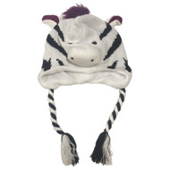 Aquarius Girls Black & White Striped Zebra Trapper Hat