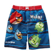Toddler Boys Angry Birds Swim Trunks Blue Birds vs Pigs Board Shorts