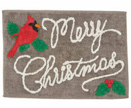St Nicholas Square Gray Merry Christmas Cardinal Throw Rug Red 20x30 Bath Mat