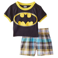 DC Comics Infant Boys 2 Piece Batman T-Shirt & Plaid Shorts Set