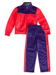 Nike Toddler Girls Pink & Purple Ruched Jacket & Pants Set Tricot Track Suit