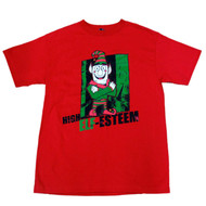 Mens Red High Elf-Esteem Christmas Elf Holiday T-Shirt