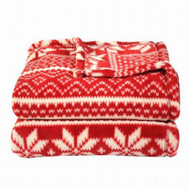 Soft & Lofty Red Snowflake In A Row Oversized Microplush So Soft Throw Blanket